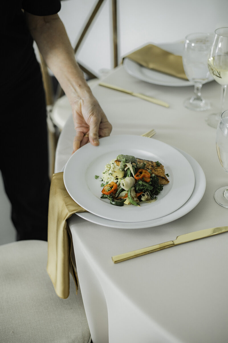 Plated meal made by made by Mason Dixon catering
