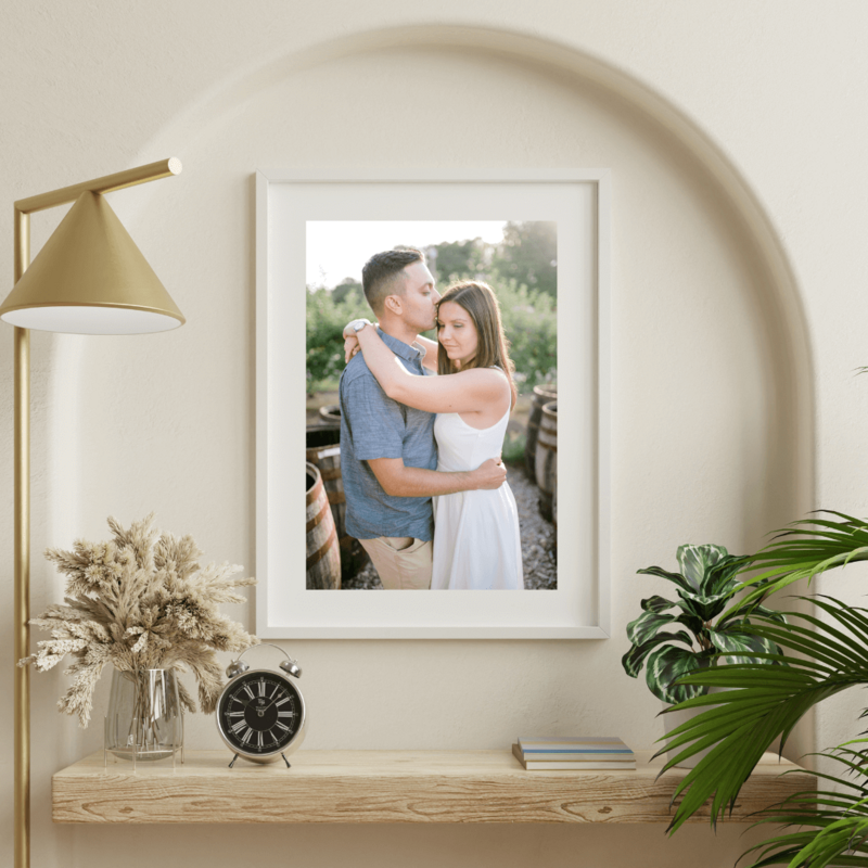 Lovely photo of engagement shoot on the wall