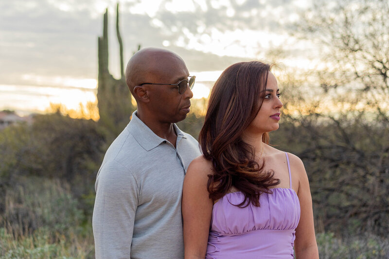 couple in arizona during sunset