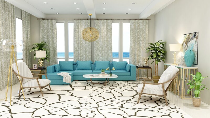 Teal living room render