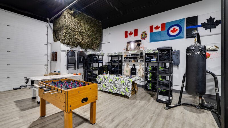 Donation setup supporting veterans, mental health, and food security at a local community center