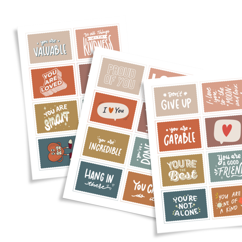 preview of love notes that you can print and put in your child's lunchbox