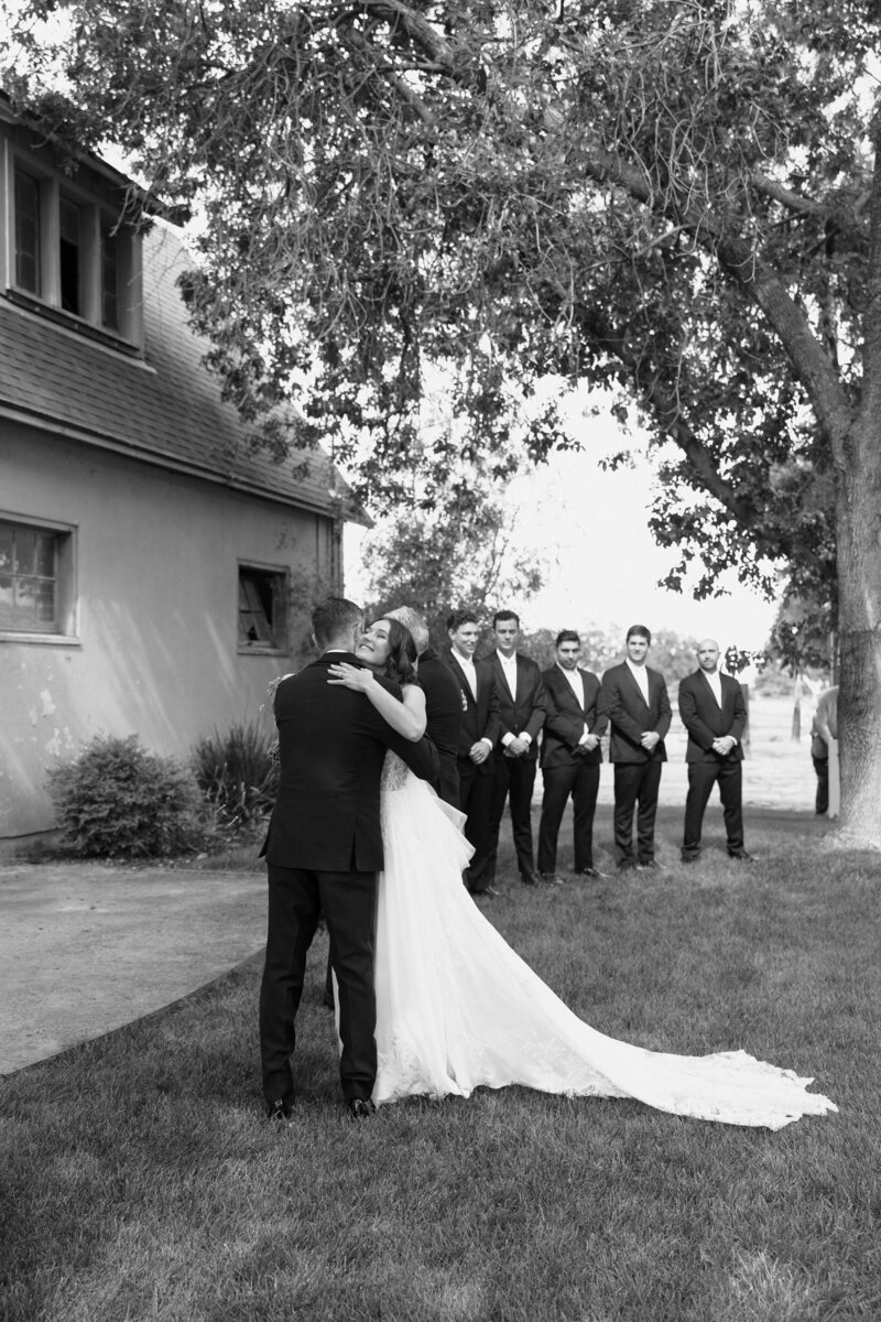 bride and groom in museum
