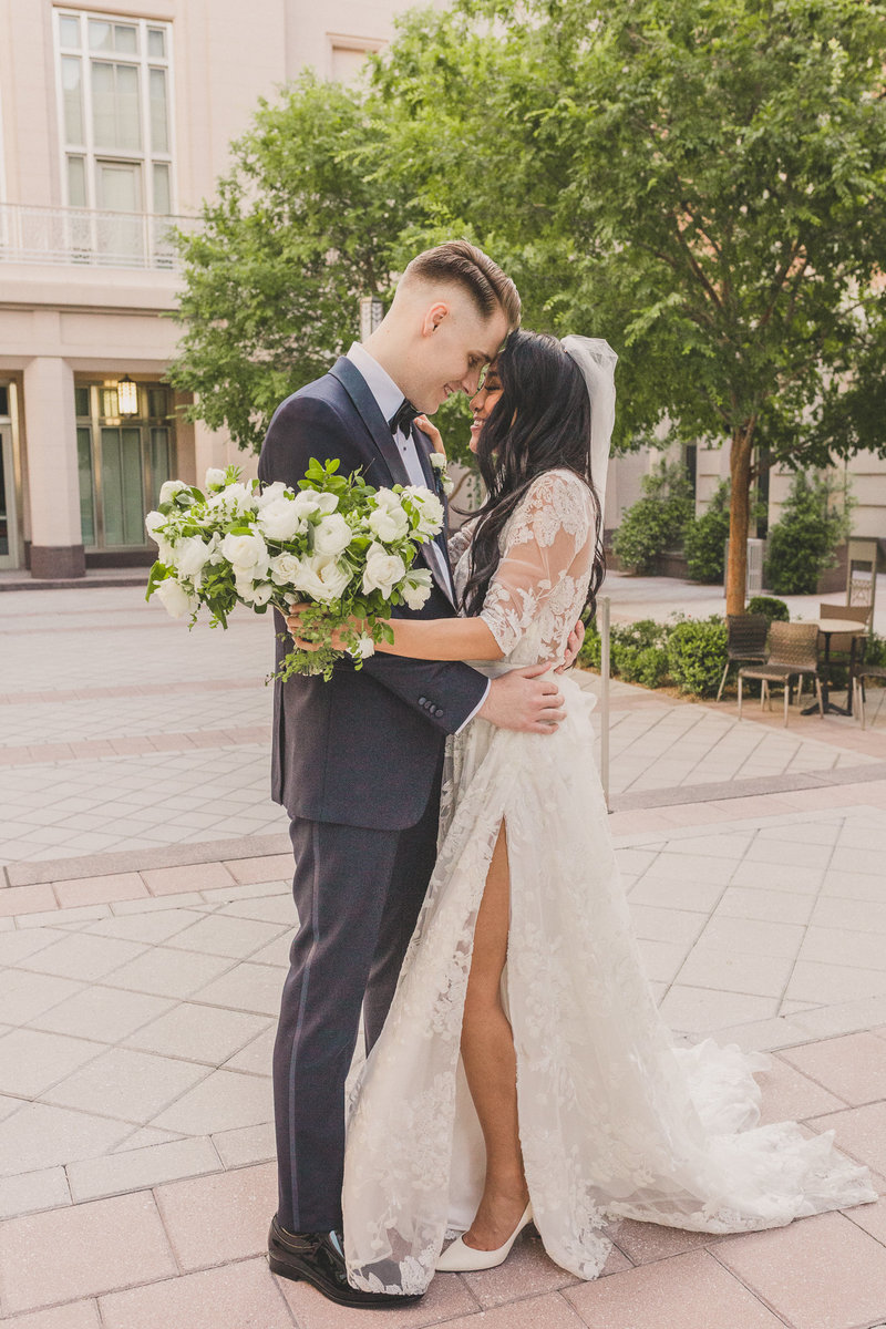 bride and groom share an intimate moment wedding at smiths center in las vegas
