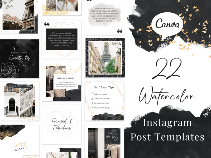 Watercolor Instagram Post Templates, Canva Instagram Template, Instagram Post Template Canva - Studio Mommy