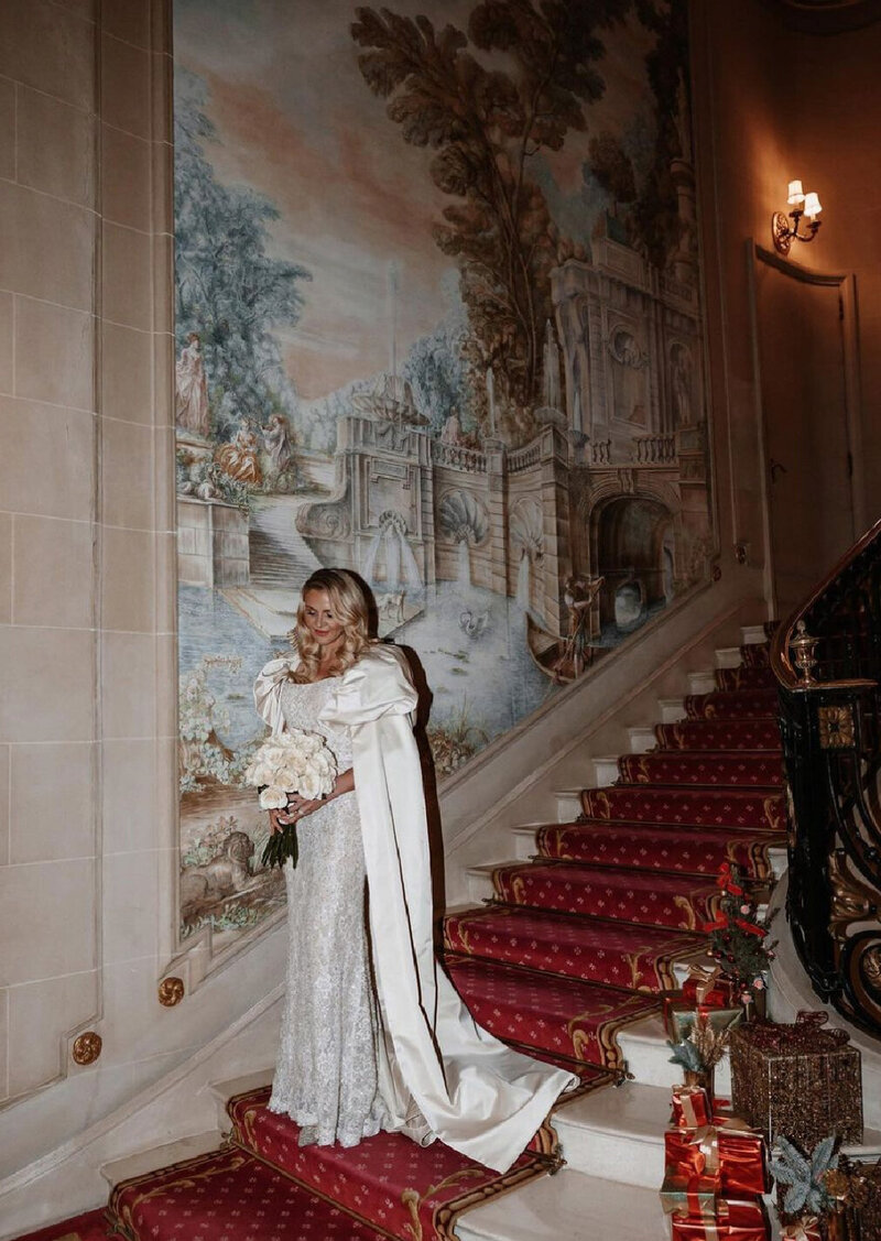 bride going down the stairs