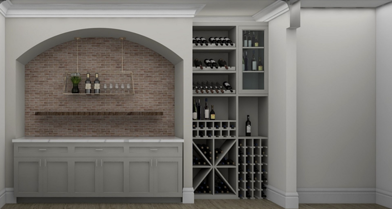 wine room design for a new construction home design by Gracious Home Interiors