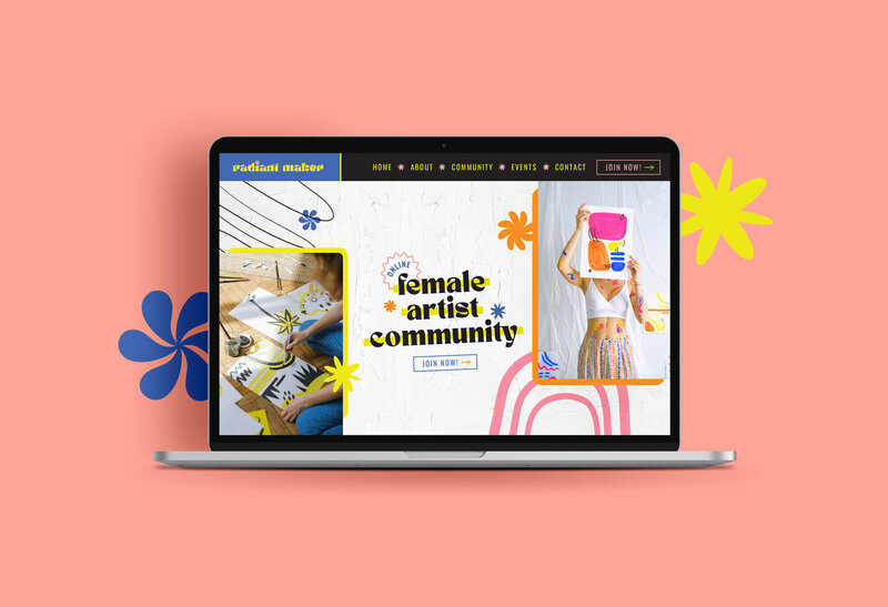 Homepage web design for a female artist community
