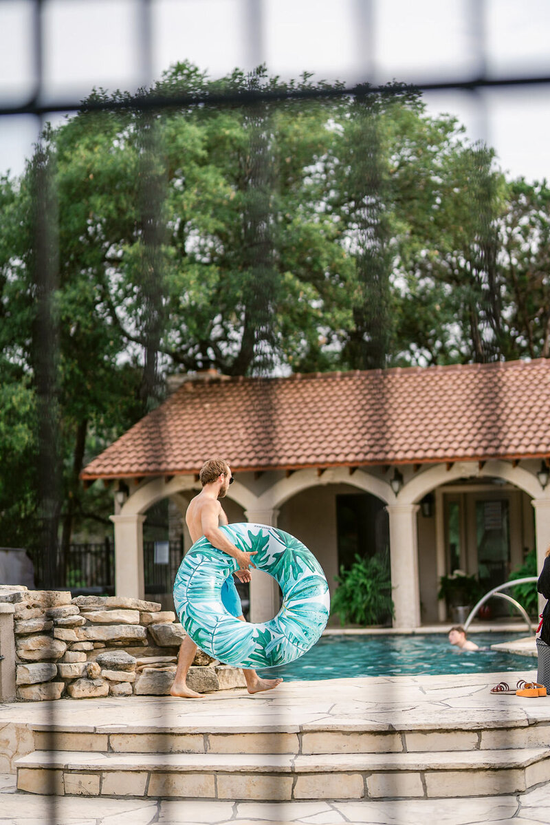 enjoying Pool area at Messina Inn in Wimberley Texas