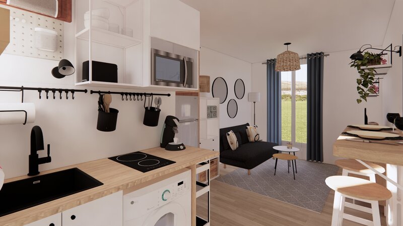 Aménagement petite cuisine pour créer du rangement fonctionnel, pour les petits budgets – projet Carole, par Sandrine Meurice Décoration.