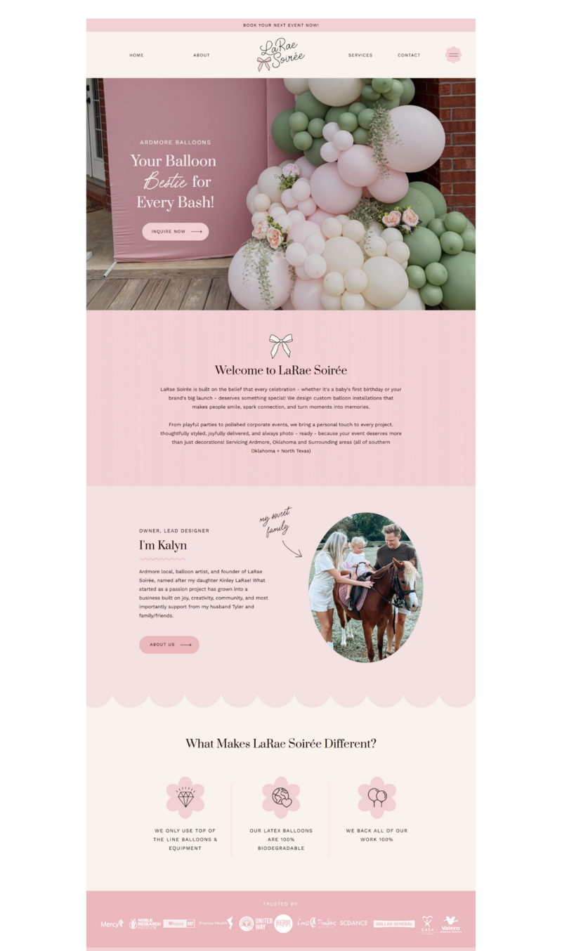 feminine event planner balloon artist  website template