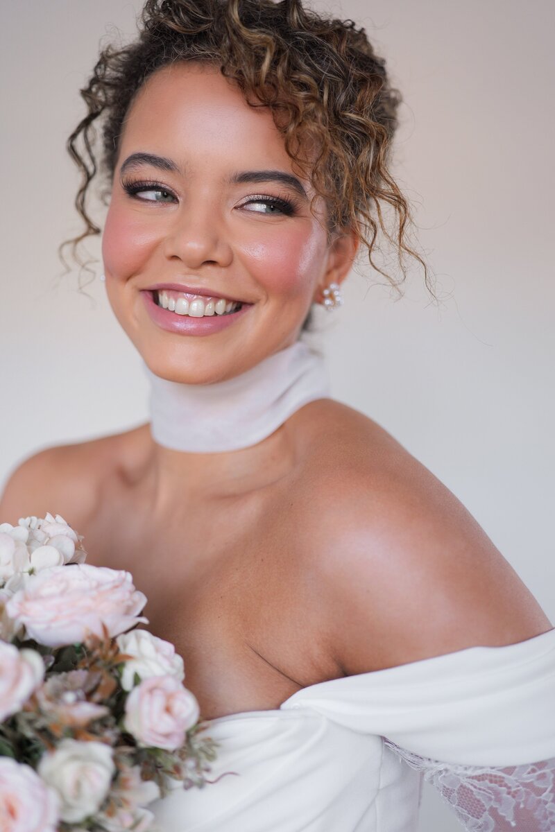 Elegant glowing bridal makeup London Brides By Demi