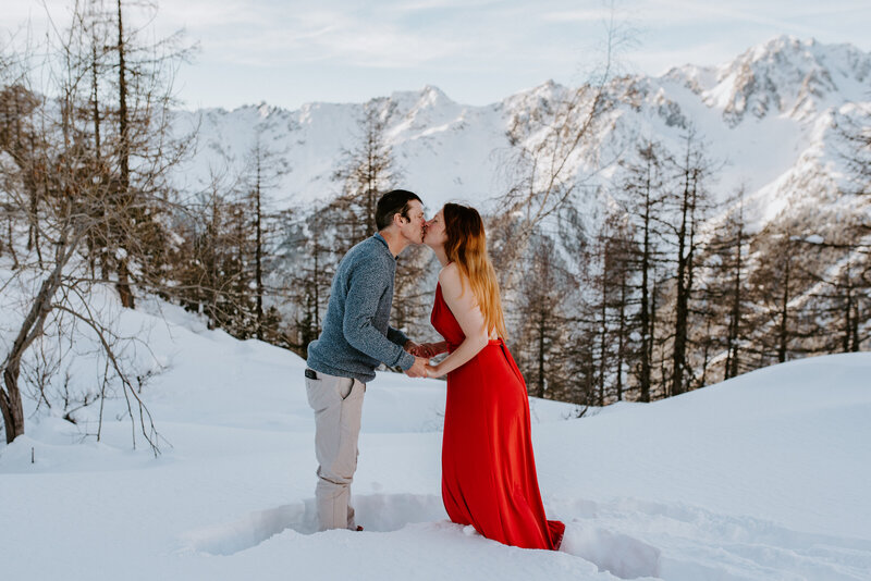 Couple renewing vows in Chamonix France