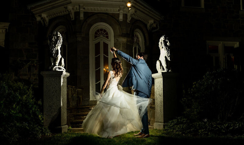 Groom twirls bride at the Cylburn Arboretum, Baltimore Wedding