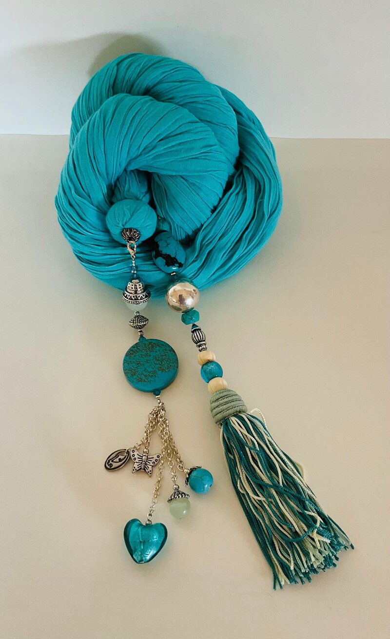 Etole bijoux coton Charm'sPompon TURQUOISE