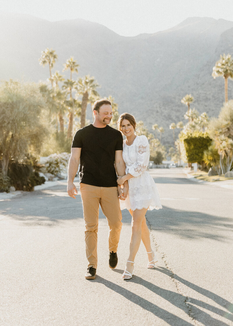 couple in streets of palm springs