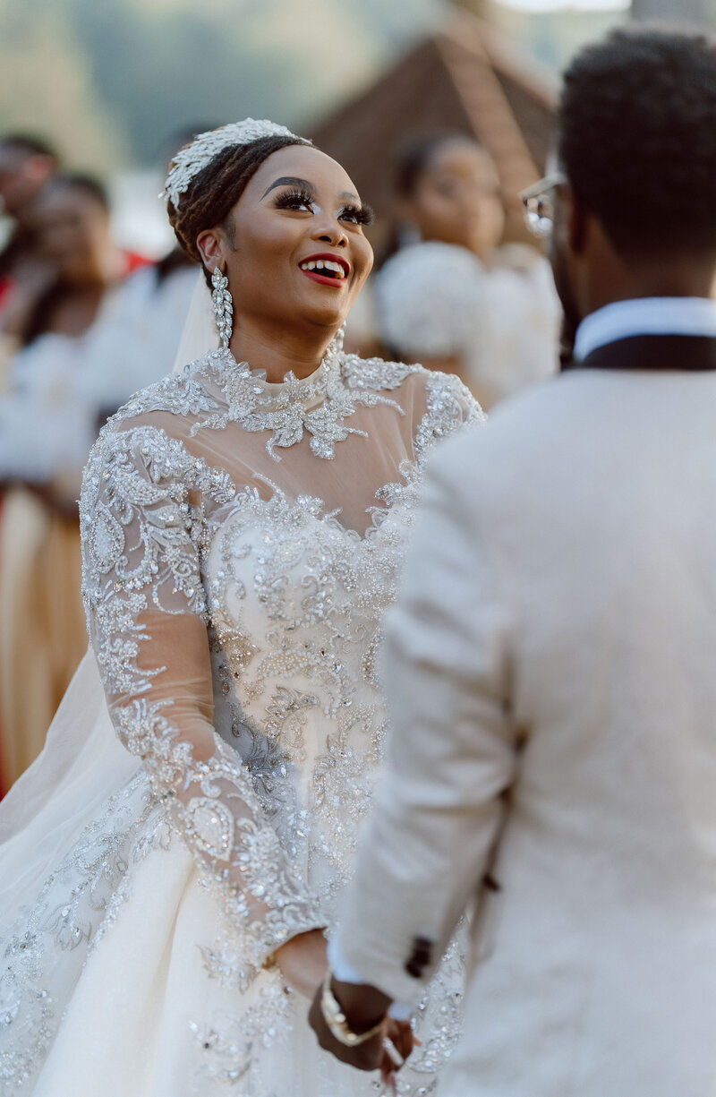 Timeless wedding ceremony at The Maxwell Raleigh, featuring a stunning lace bridal gown.