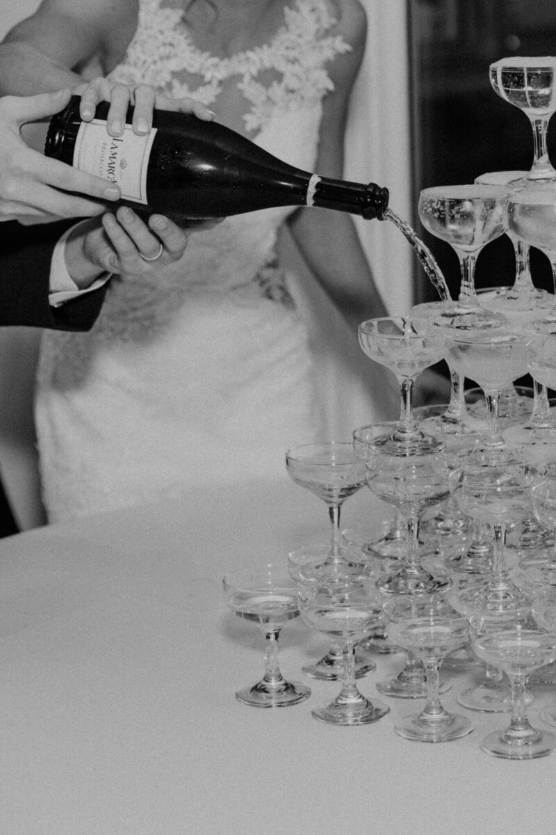 champagne tower at castleton farms knoxville wedding venue