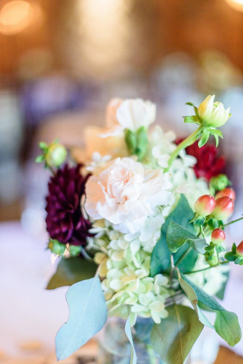 Pink, Marron, and Green Reception centerpiece bouquet