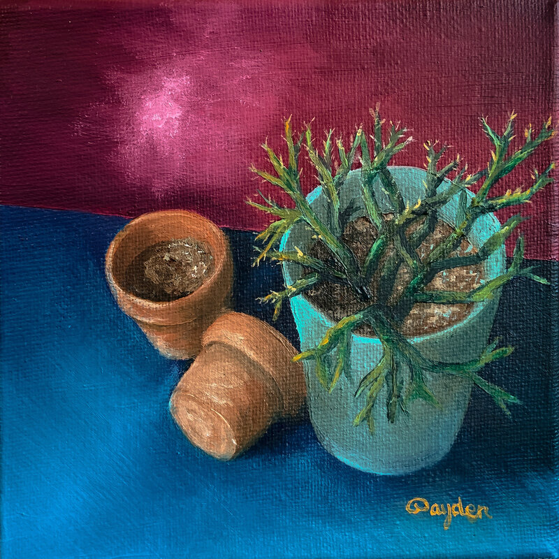 "Succulent Fiesta #2" original oil painting