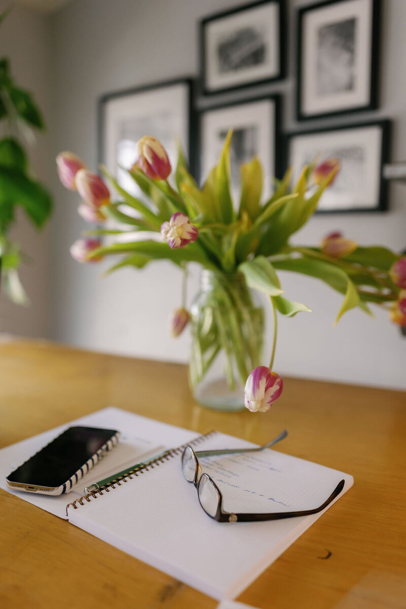Desktop with career change playbook
