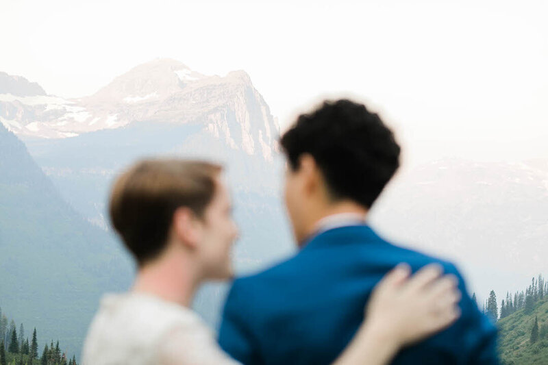 bride and groom kiss after their colorado mountaintop elopement