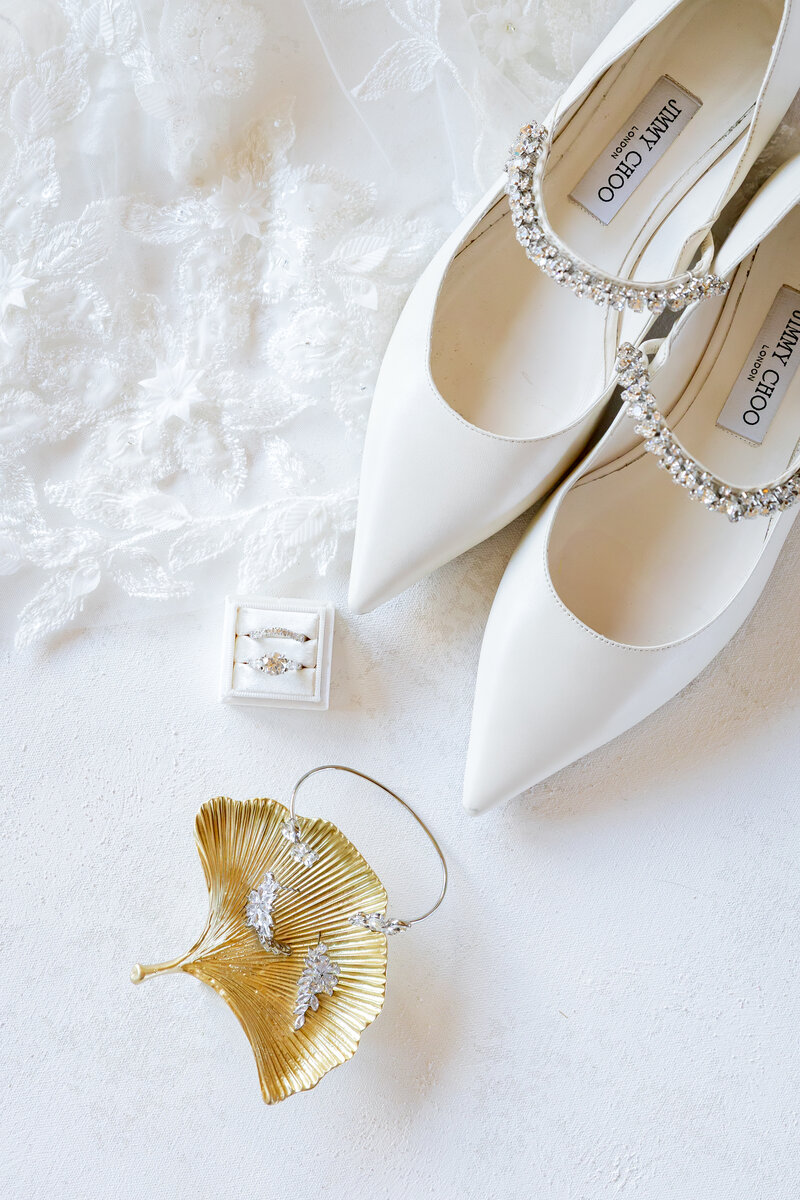 bridal details including Jimmy Choo shoes
