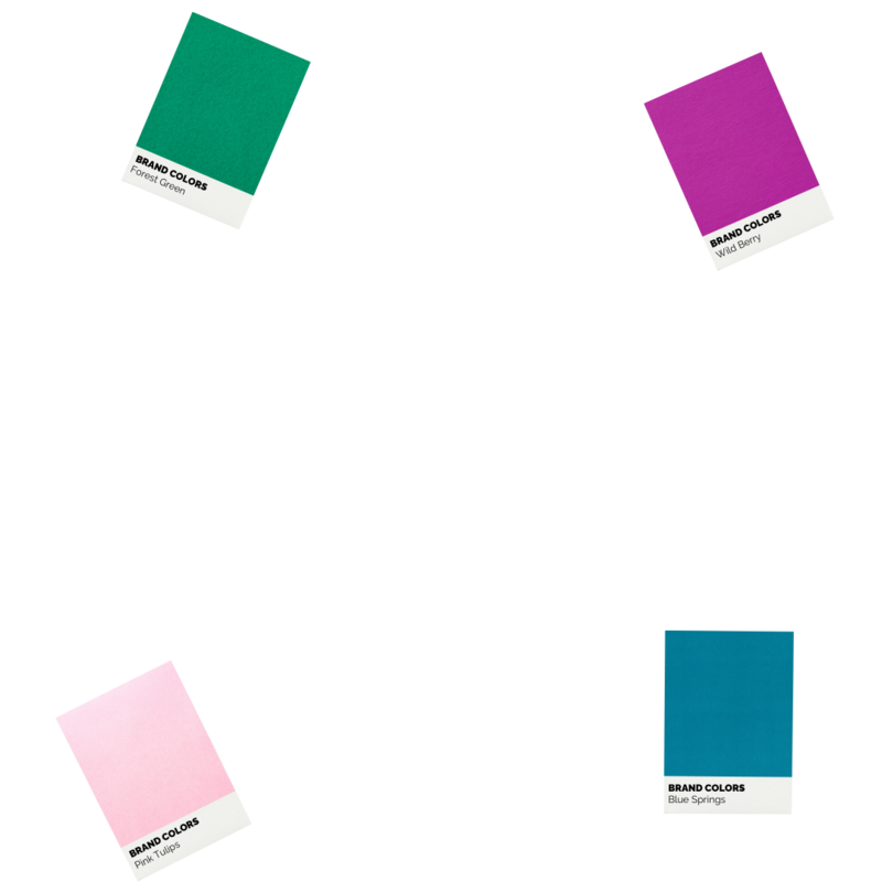 Green, Teal, Soft Pink, and Neon Pantone cards.