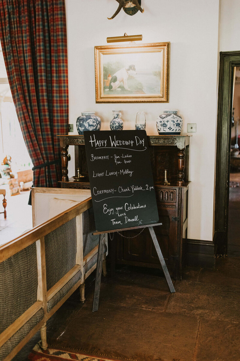 Wedding sign at Dewsall Court