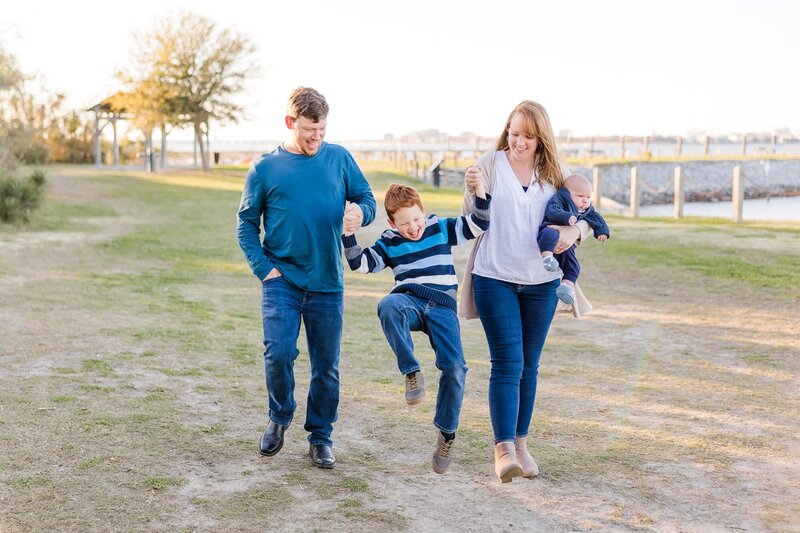 couple playing with their kids