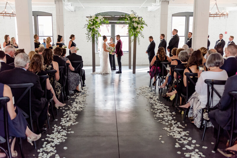 Bride and groom get married at  Company 251 in Aurora, IL