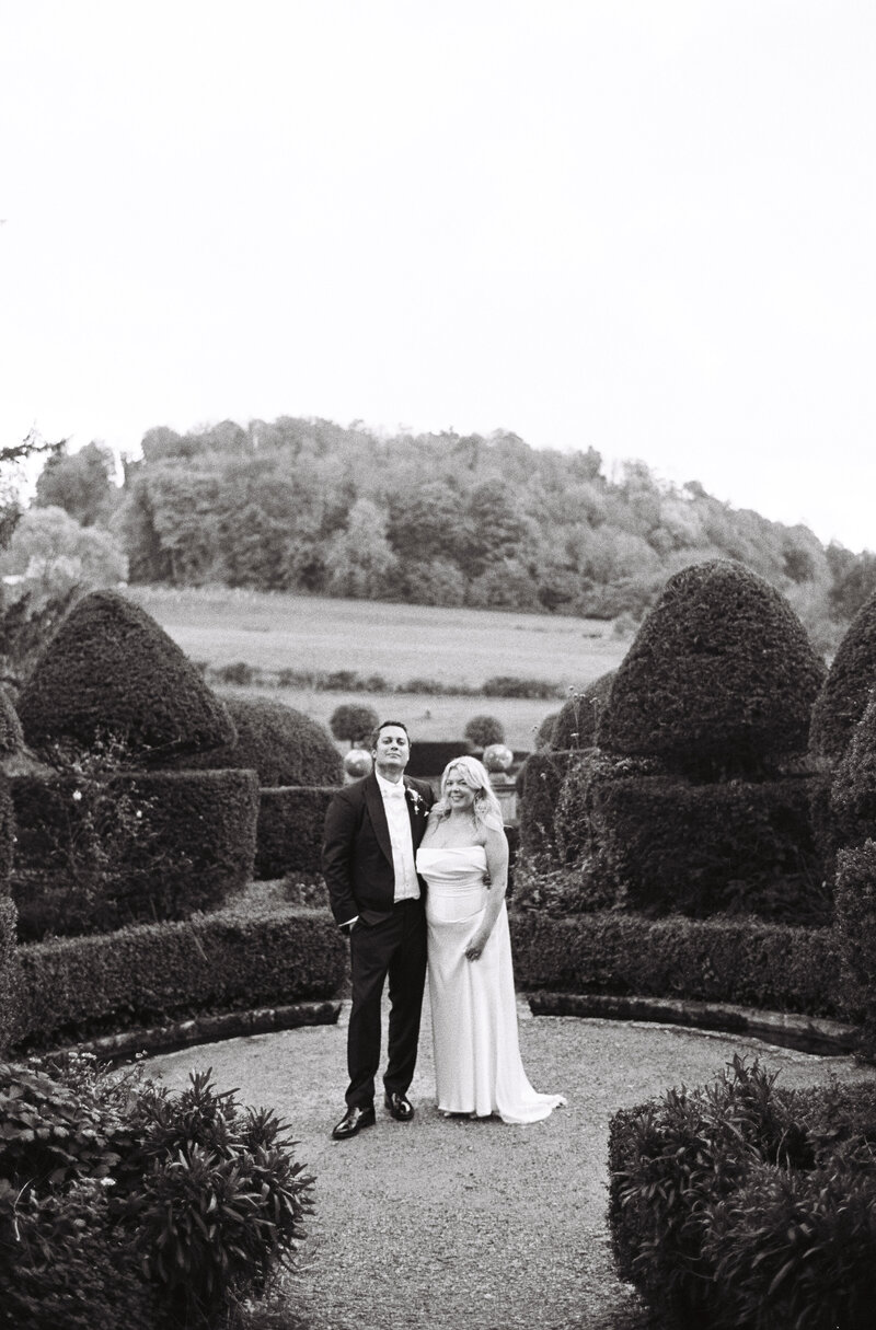 Analogue couple portrait at Cotswolds wedding