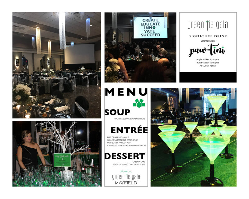 Custom branding for Mayfield Green Tie Gala event