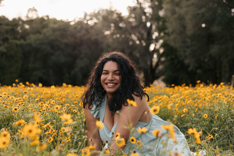 dani of indie west photo in flower field