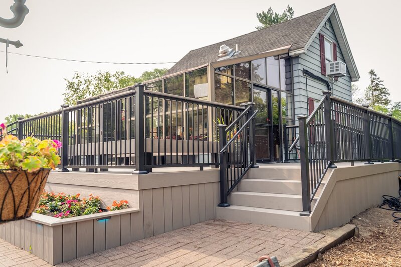 Ground level angled view of Adele's Frozen Custard new deck. 