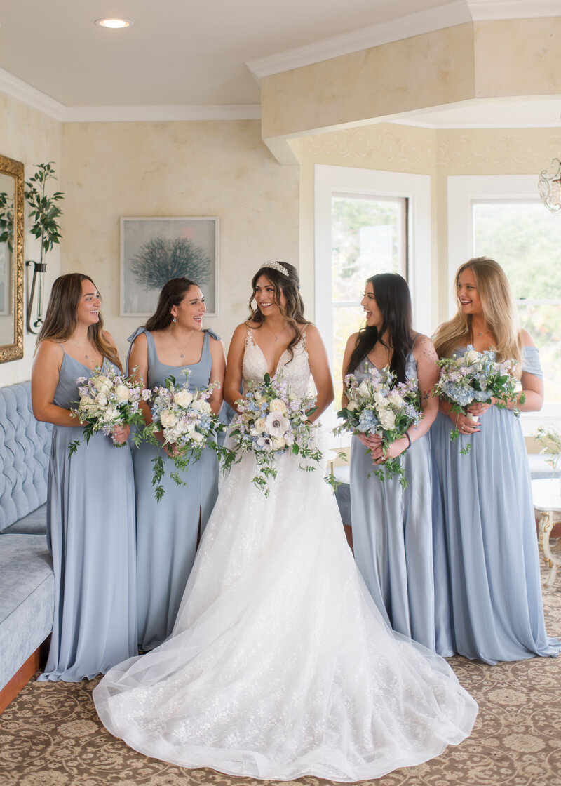 bride smiling at her husband at their wedding in florida.