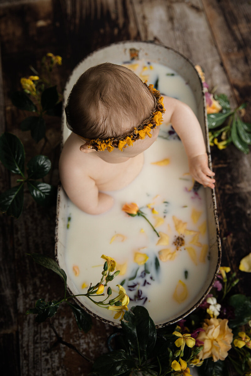yellow petals in milk bath