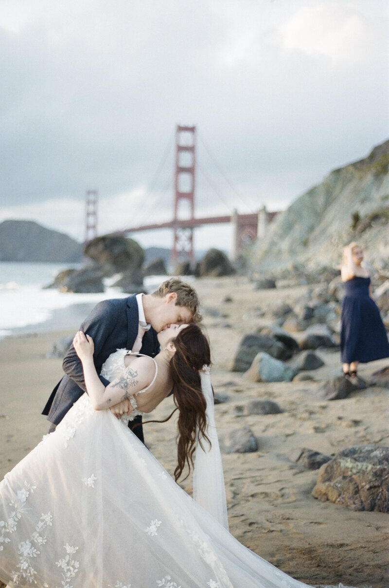 Bride and Groom with the Golden Gate Bridge