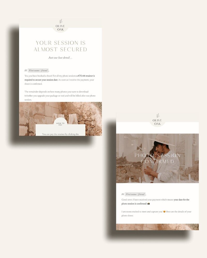 Elegant Flodesk templates for photographers Olive Oak 2