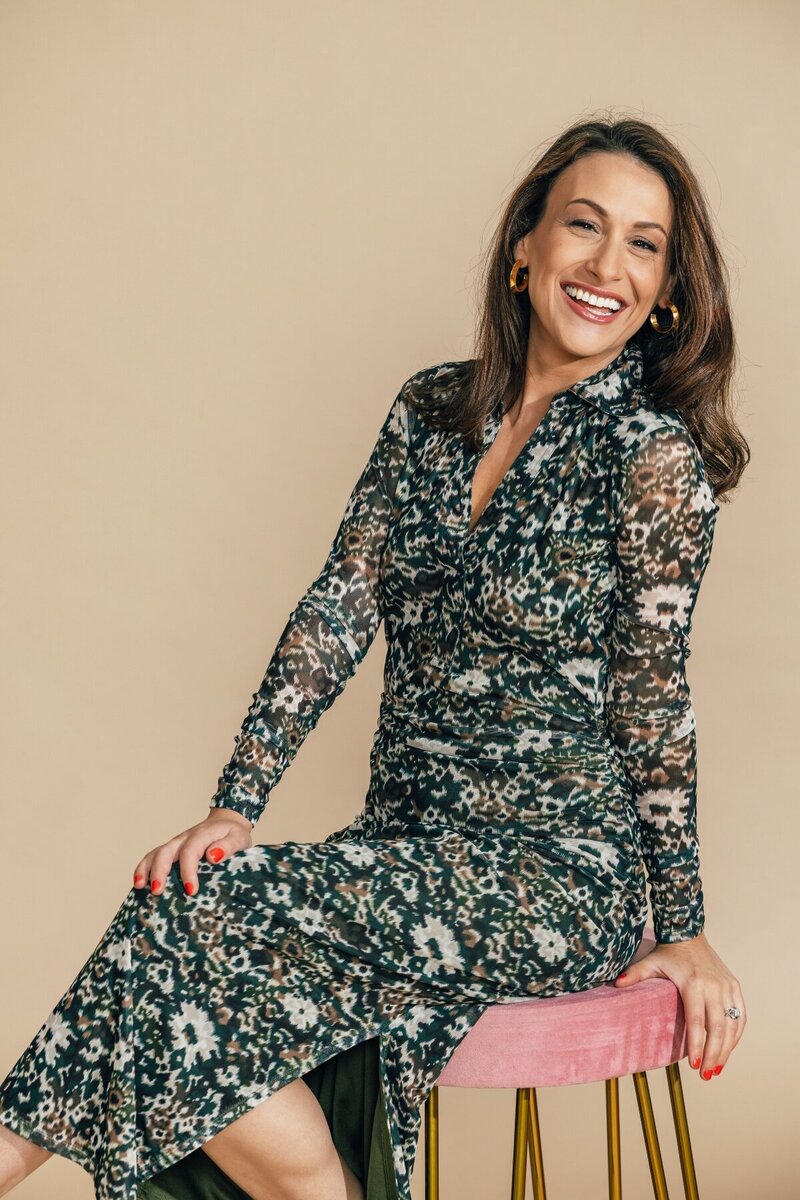 Julia Korn Flower Dress on Stool