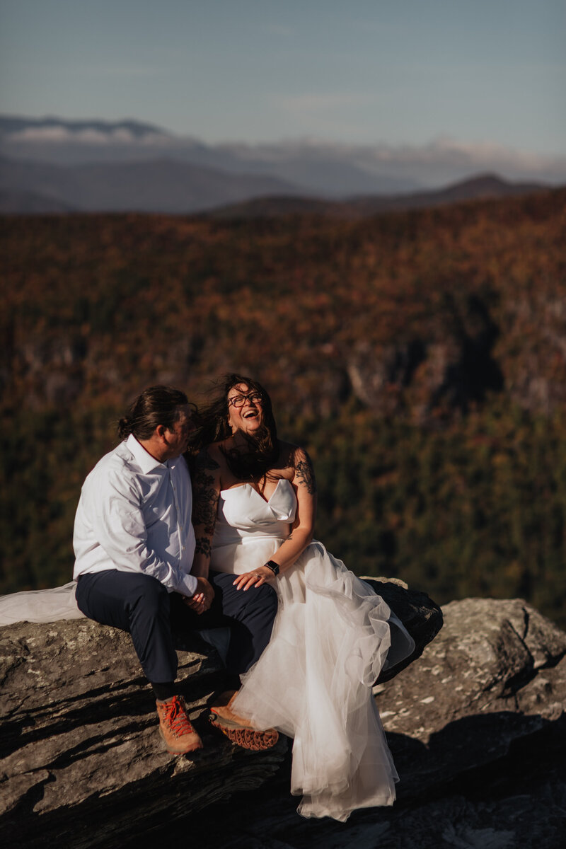 Couple getting married at Hawksbill Mountain Trail in Western North Carolina