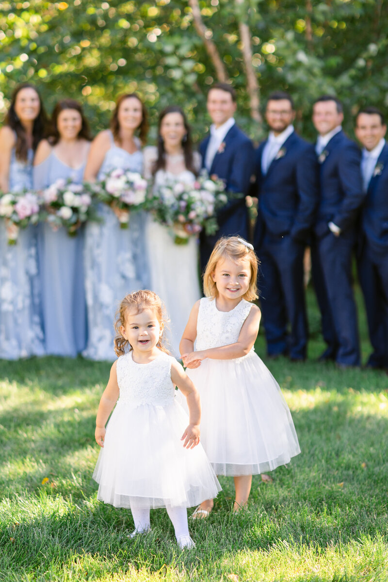 Rhode Island wedding party posed outside