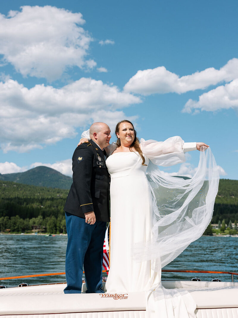 Elevate your wedding album with breathtaking Whitefish Lake Lodge scenery. Trust Haley J Photo for unforgettable wedding photography