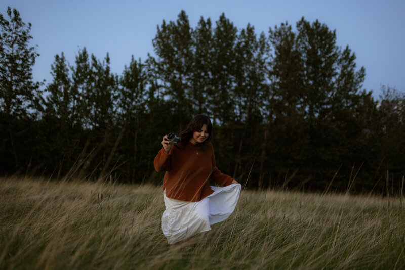 Alaska Wedding Photographer running through Palmer Alaska