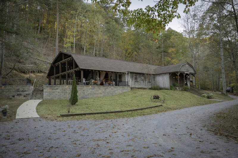 Coosa Hall reception building with outside garden setting