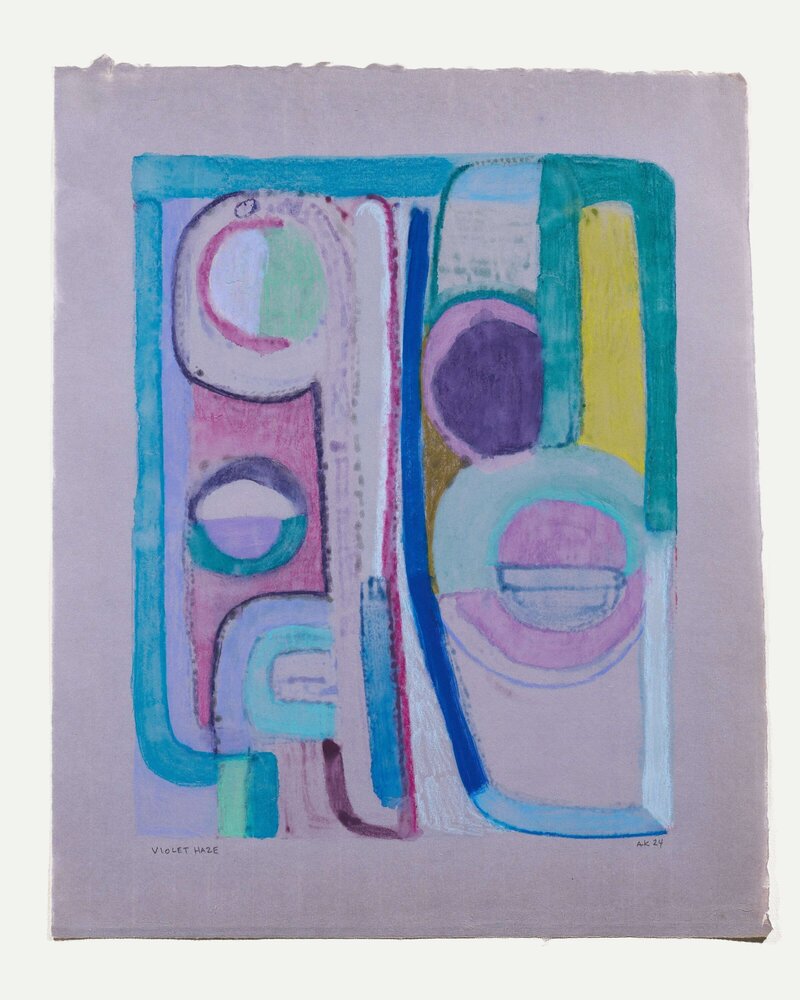 'Violet Haze' by Anna Kunz – a monotype with hand coloring on kozo paper, measuring 25 3/8 x 20 7/8 inches.