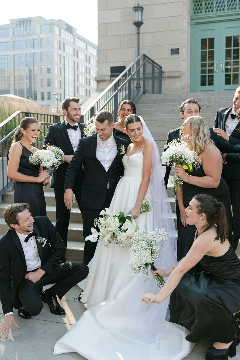 Bride and groom portraits at the Madison Club in Wisconsin.