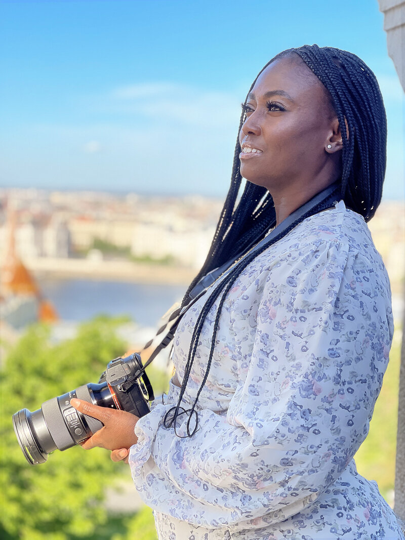 Young black travel blogger in Budapest