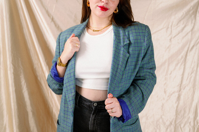 Lauren Loves My Hair - Lifestyle Photo of Lauren Holding Blazer