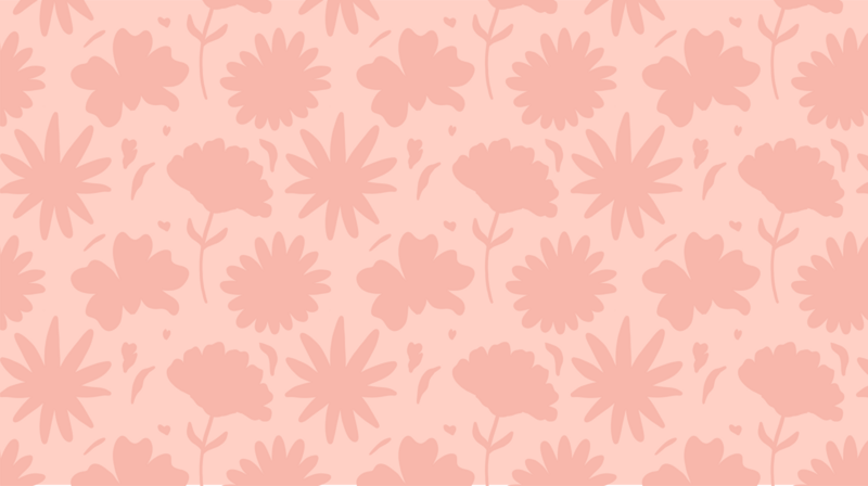Simple light pink floral illustrations over a pink background